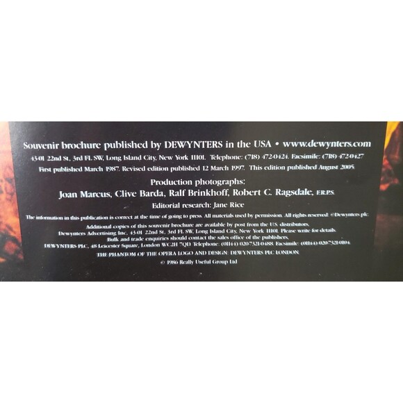 2 - The Phantom Of The Opera Broadway Souvenir Program + Insert 2005 - RH#18 - Picture 4 of 4